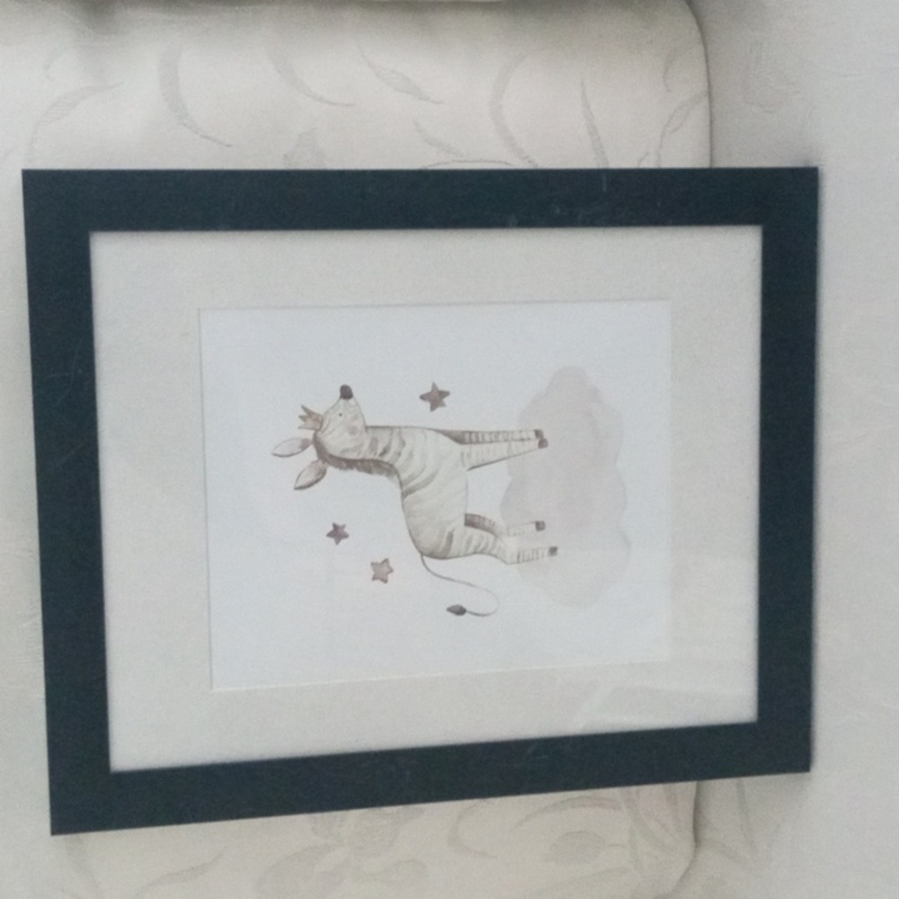 ZEBRA w stars wearing a Crown Matted Framed Print Wall Art